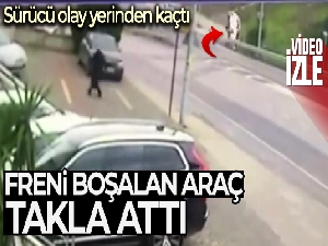 Ataşehir'de Freni boşalan araç takla attı: O anlar kamerada