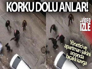 Konya'da apartman sakini ile yönetici arasındaki bıçaklı kavga kamerada