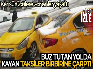 Kayan taksilerin kaza anı kamerada