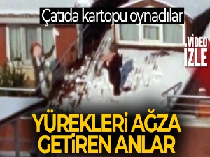 Çocukların çatıda tehlikeli kartopu oyunu