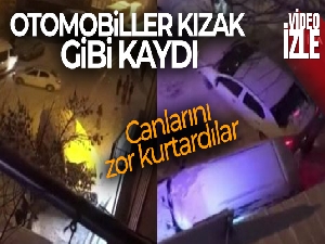 Kayganlaşan yolda kontrolünü kaybeden otomobiller park halindeki araçlara çarptı