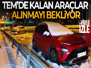 Kar yağışı nedeniyle TEM'de kalan araçlar alınmayı bekliyor