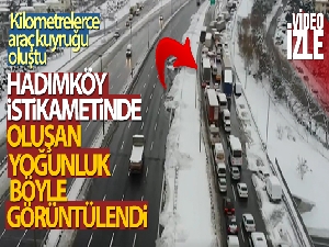 Hadımköy istikametinde oluşan trafik yoğunluğu havadan görüntülendi