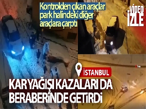 İstanbul'da kar kazaları kamerada