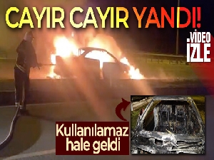 Seyir halindeki otomobil cayır cayır yandı