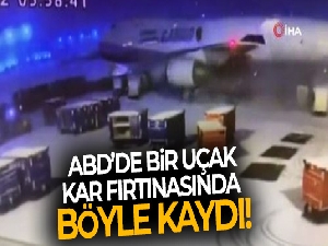 ABD'de kargo uçağı kayarak bagaj arabalarına çarptı