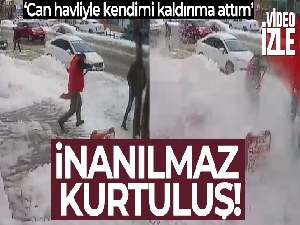 Çatıdan düşen buz kütlesinden son anda kurtuldu