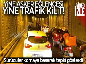 Ümraniye'de asker eğlencesinde trafik magandaları alt geçidi trafiğe kapattı
