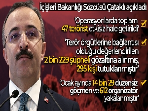 İçişleri Bakanlığı Sözcüsü Çataklı: 'Operasyonlarda toplam 47 terörist etkisiz hale getirildi'
