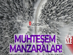 Kar kalınlığının 1,5 metreyi aştığı Ilgaz Dağı görenleri mest ediyor