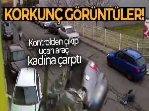 Çekya'da kontrolden çıkıp uçan araç kadına çarptı