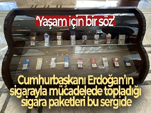 Cumhurbaşkanı Erdoğan'ın sigarayla mücadelede topladığı sigara paketleri bu sergide