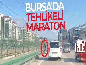 Bursa'da tehlikeli maraton... O anlar kamerada