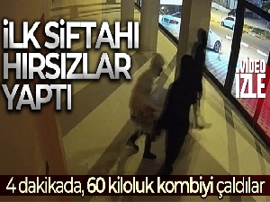 Dükkanda ilk siftahı hırsızlar yaptı, 60 kiloluk kombiyi çaldılar