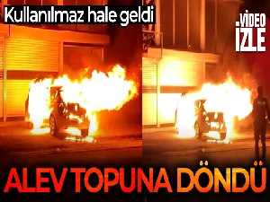 Park halindeki otomobil alev topuna döndü