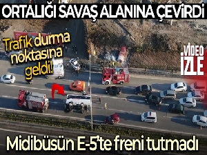 Ataşehir E-5'te freni tutmayan midibüs ortalığı savaş alanı çevirdi: 3 yaralı