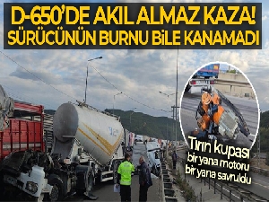 D-650'de feci kaza: Tırın kupası bir yana motoru bir yana savruldu