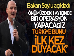 Bakan Soylu: 'Önümüzdeki 1 ay içinde bir operasyon yapacağız, Türkiye bunu ilk kez duyacak'