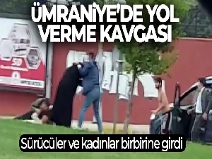 Ümraniye'de yol verme kavgası: Sürücüler ve kadınlar birbirine girdi