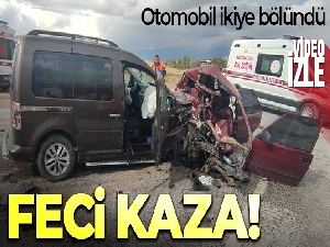 Sivas'taki kazada otomobil ikiye bölündü