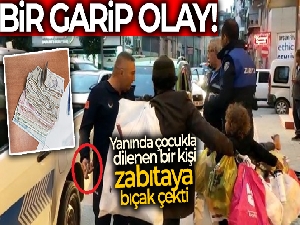 Dilenci zabıtaya bıçak çekti