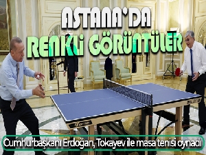 Cumhurbaşkanı Erdoğan, Tokayev ile masa tenisi oynadı