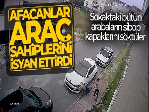 Arnavutköy'de çocuklar sokaktaki bütün arabaların sibop kapaklarını söktü