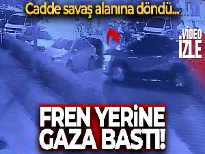 Kadın sürücü fren yerine gaza basınca cadde savaş alanına döndü