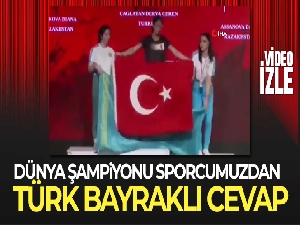 Derya Ceren Çağlayan, Kazak sporculara Türk bayrağıyla cevap verdi