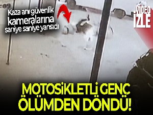 Motosikletli gencin ölümden döndüğü kaza kamerada