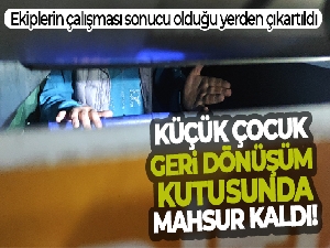 Geri dönüşüm kutusunda mahsur kalan çocuğu itfaiye ekipleri kurtardı