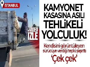 Tuzla'da kamyonet kasasına asılı yolculuk kamerada
