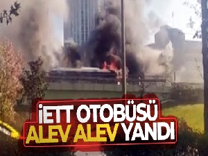 Beşiktaş'ta İETT otobüsü alev alev yandı