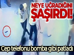 Cep telefonu bomba gibi patladı