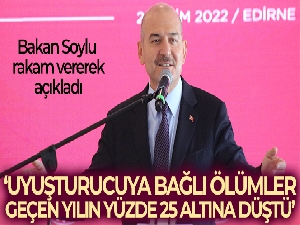 Bakan Soylu, 'Uyuşturucuya bağlı ölümler, geçen yılın yüzde 25 altına düştü'