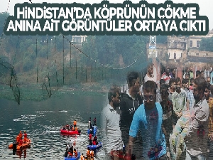 Hindistan'da köprünün çökme anına ait görüntüler ortaya çıktı