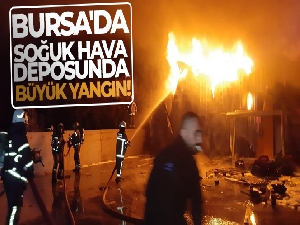 Bursa'da soğuk hava deposunda büyük yangın