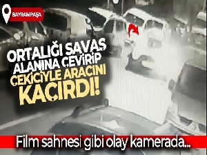İstanbul'da film sahnesi gibi olay kamerada: Ortalığı savaş alanına çevirip çekiciyle aracını kaçırdı