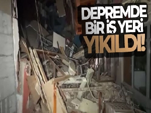 Düzce'de depremin ardından bir iş yeri yıkıldı