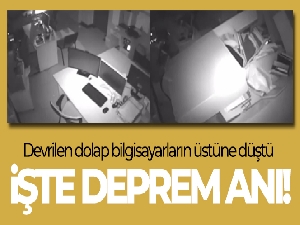 Masalar sandalyeler hareket etti, devrilen dolap bilgisayarların üstüne düştü