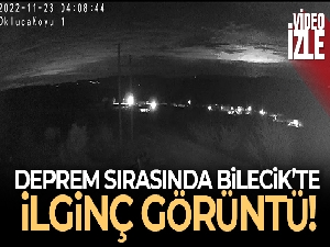 Deprem sırasında Bilecik'te ilginç görüntü