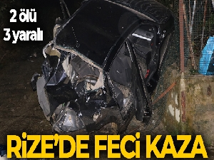 Rize'de bariyerlere çarpan araç 3 metrelik duvardan düştü: 2 ölü, 3 ağır yaralı