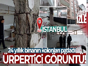 Küçükçekmece'de 24 yıllık binanın kolonları patladı