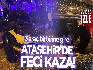 Ataşehir'de 3 aracın karıştığı kazada anne ile kızı yaralandı
