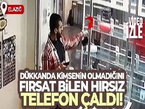 Dükkanda kimsenin olmadığı anlayan hırsız, vitrindeki telefonu çaldı