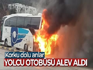 Karabük'te yolcu otobüsü alev aldı
