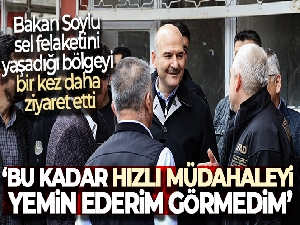 Bakan Soylu'nun ziyaret ettiği sel mağduru esnaf: 'Bu kadar hızlı müdahaleyi yemin ederim görmedim'