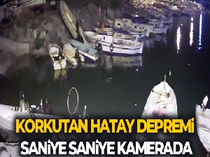 Hatay'da deprem anı sahildeki kameralara yansıdı