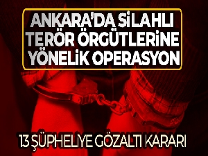 Ankara'da silahlı terör örgütlerine yönelik operasyon: 13 şüpheliye gözaltı kararı