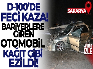 D-100'de feci kaza! Otomobil içerisinde sıkışan sürücüyü itfaiye kurtardı